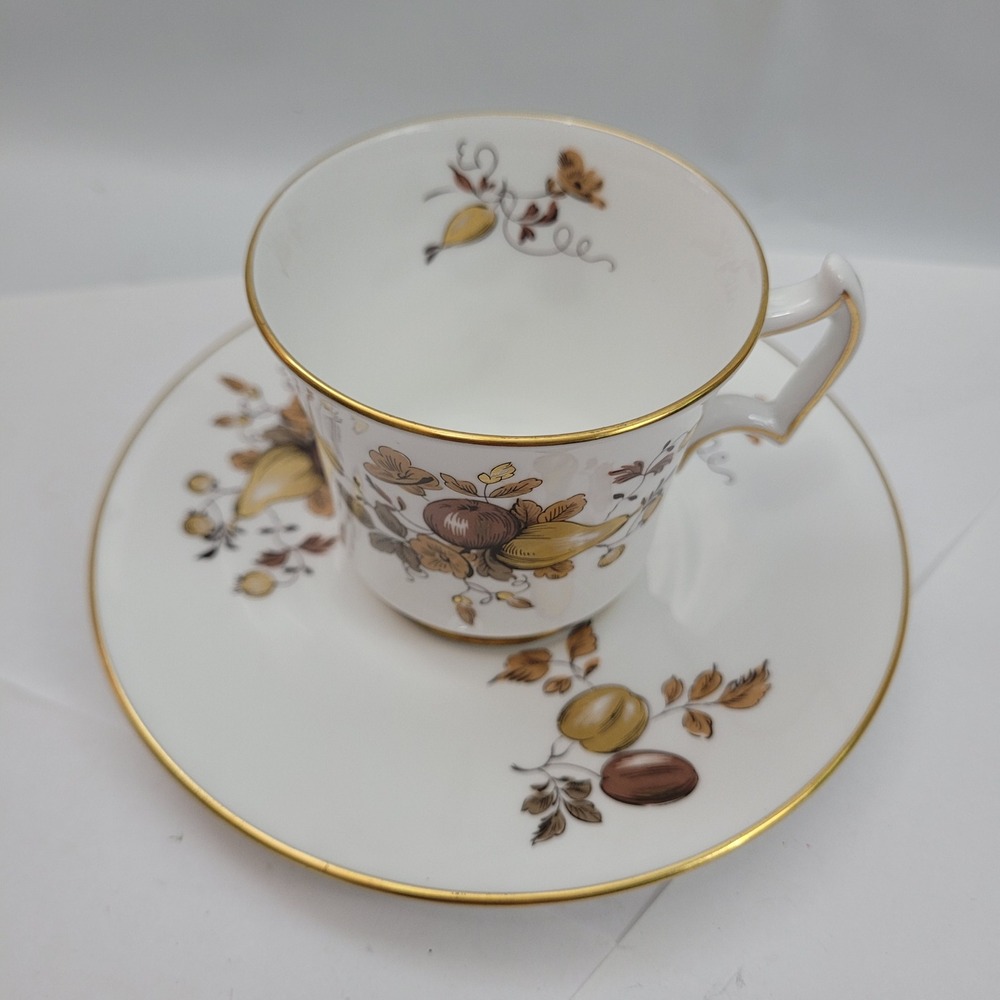 Royal Chelsea Tea Cup Saucer 4942A Golden Fruit English Bone China Vintage